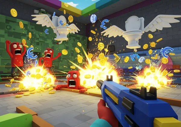 Ginto na nahuhulog mula sa mga natalong kaaway sa Funny Shooter 2