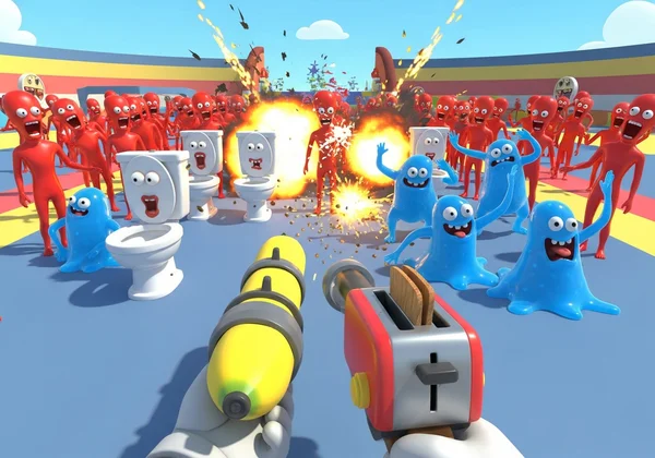 Funny Shooter 2: player shooting absurd enemies.