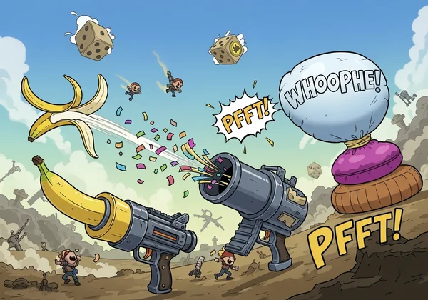 Funny Shooter 2's wacky weapon arsenal