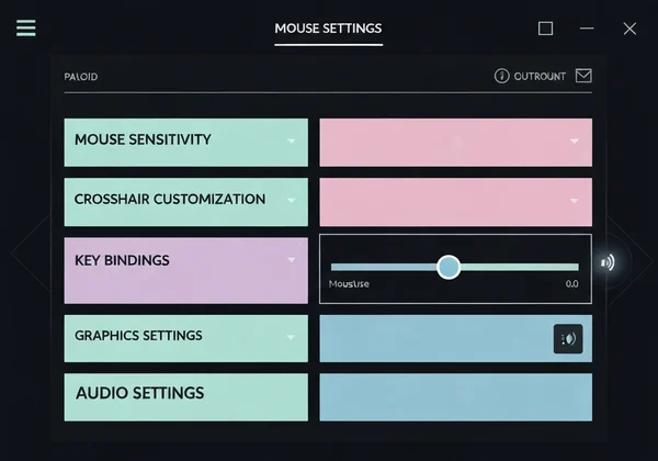 Game settings screen with mouse sensitivity