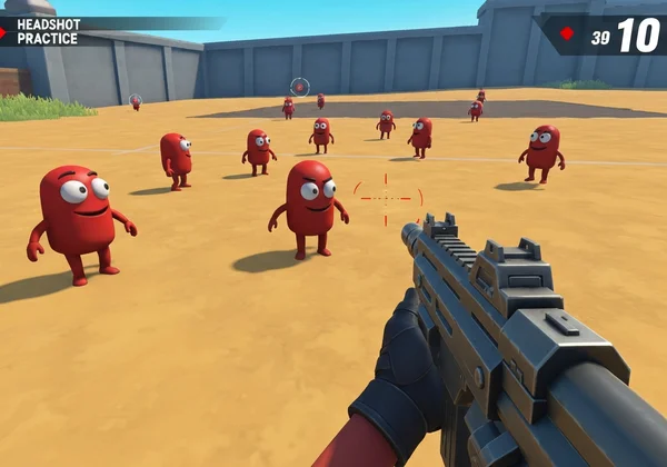 Player practicing aiming in Funny Shooter 2 level